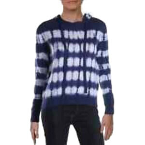 AQUA NWT Navy Blue & White Tie Dye Hooded Sweatshirt Top L
